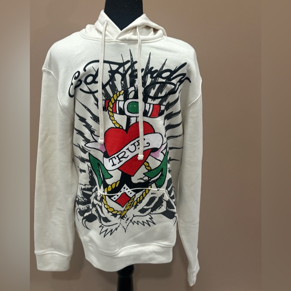Ed Hardy off White Graphic Hoodie for Men. NWT